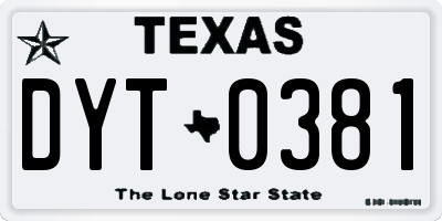 TX license plate DYT0381