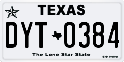TX license plate DYT0384