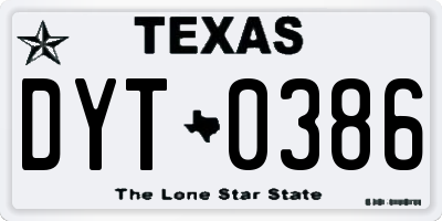 TX license plate DYT0386