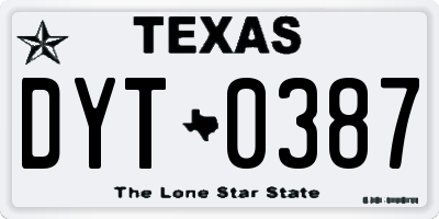 TX license plate DYT0387
