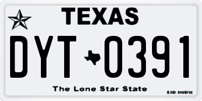 TX license plate DYT0391