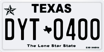 TX license plate DYT0400