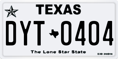 TX license plate DYT0404