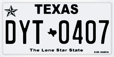 TX license plate DYT0407