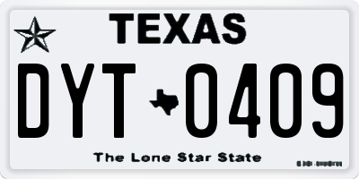 TX license plate DYT0409