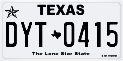TX license plate DYT0415