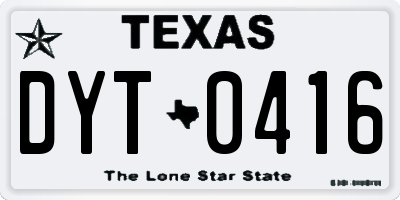 TX license plate DYT0416