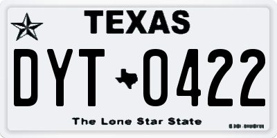 TX license plate DYT0422