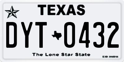 TX license plate DYT0432
