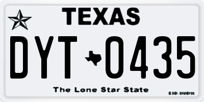 TX license plate DYT0435