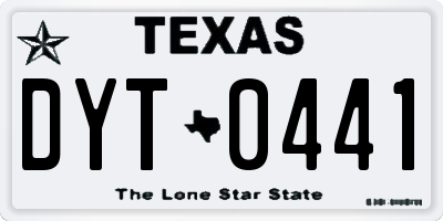 TX license plate DYT0441