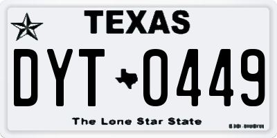 TX license plate DYT0449