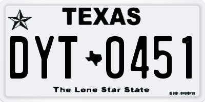 TX license plate DYT0451