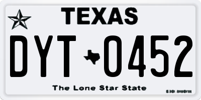 TX license plate DYT0452