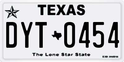 TX license plate DYT0454