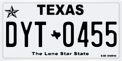 TX license plate DYT0455