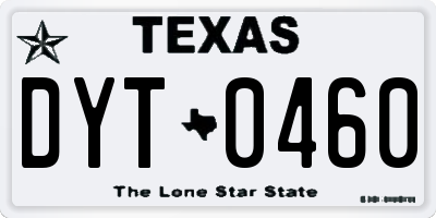 TX license plate DYT0460