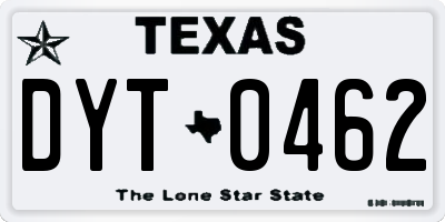 TX license plate DYT0462
