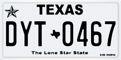 TX license plate DYT0467