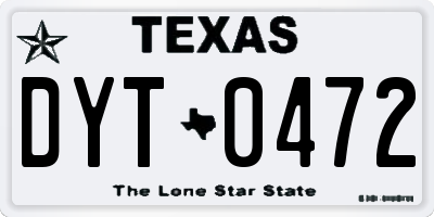 TX license plate DYT0472