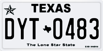TX license plate DYT0483