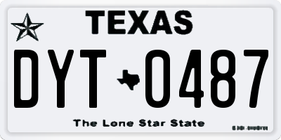 TX license plate DYT0487