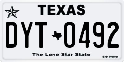 TX license plate DYT0492