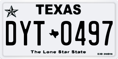 TX license plate DYT0497