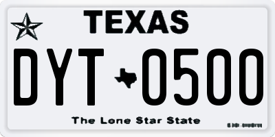 TX license plate DYT0500