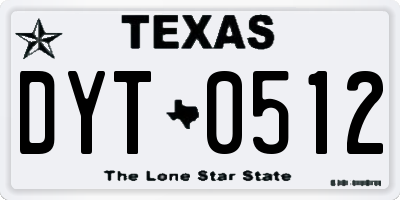 TX license plate DYT0512