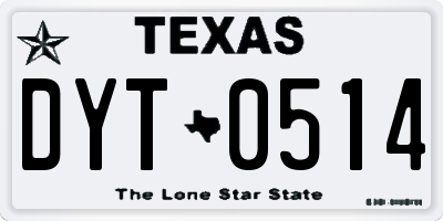 TX license plate DYT0514