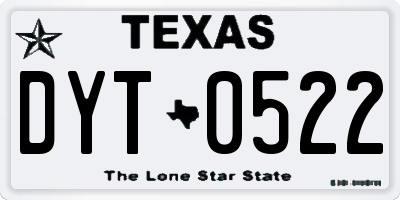 TX license plate DYT0522