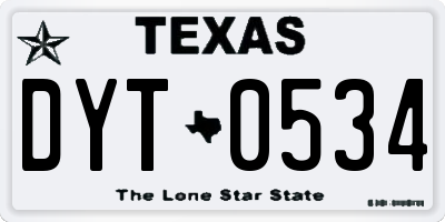 TX license plate DYT0534