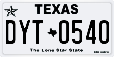 TX license plate DYT0540