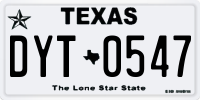 TX license plate DYT0547