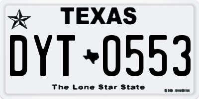 TX license plate DYT0553