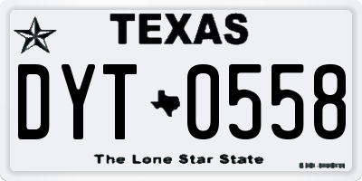 TX license plate DYT0558