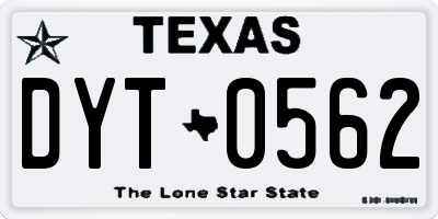 TX license plate DYT0562