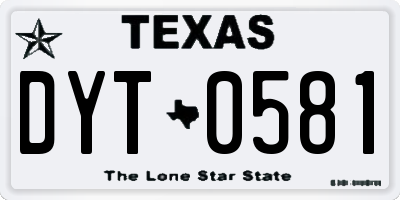TX license plate DYT0581