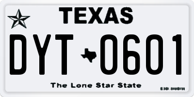 TX license plate DYT0601