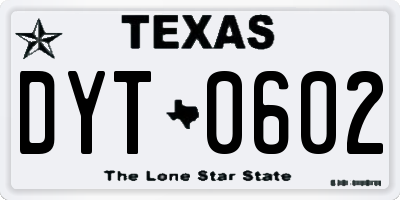 TX license plate DYT0602