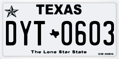 TX license plate DYT0603