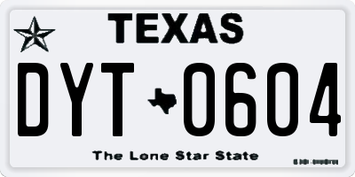 TX license plate DYT0604