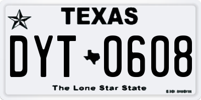 TX license plate DYT0608