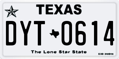 TX license plate DYT0614