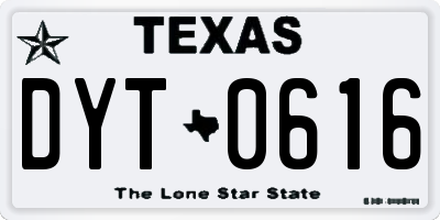 TX license plate DYT0616