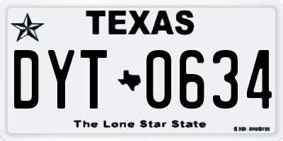 TX license plate DYT0634