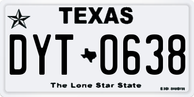 TX license plate DYT0638