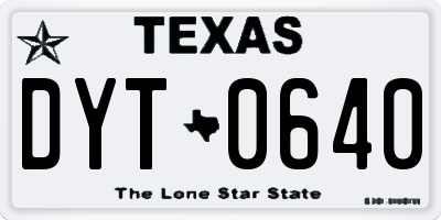 TX license plate DYT0640