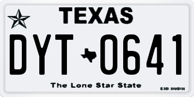 TX license plate DYT0641